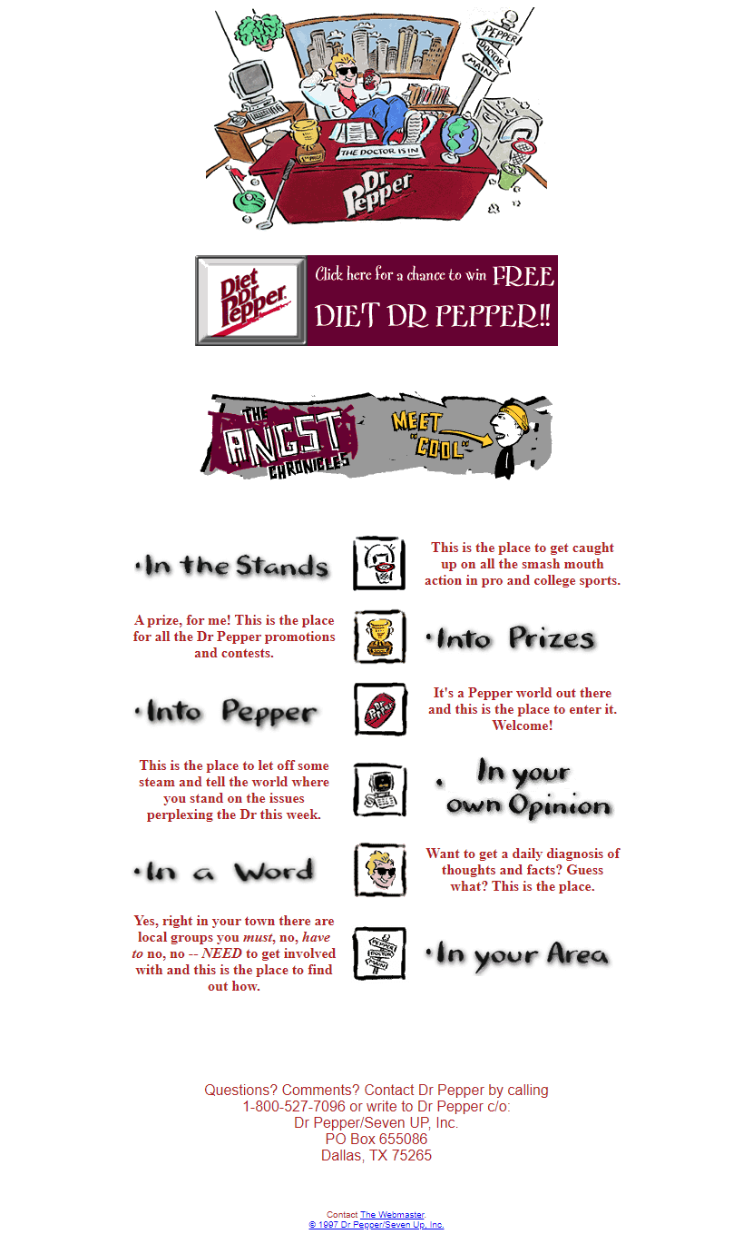 Dr Pepper website in 1997