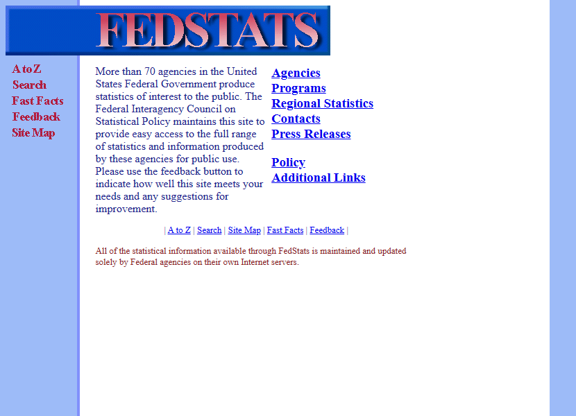 FedStats website in 1997