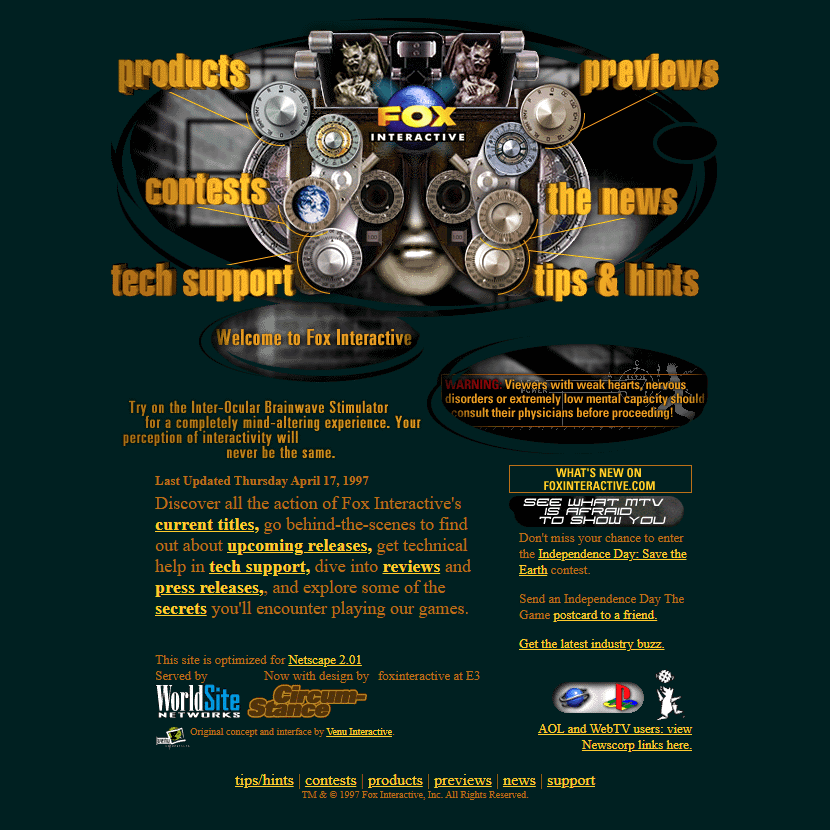 Fox Interactive website in 1997
