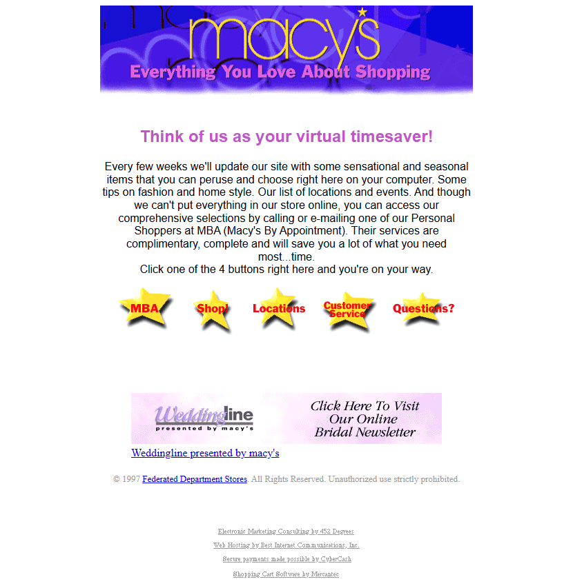 Macy’s website in 1997