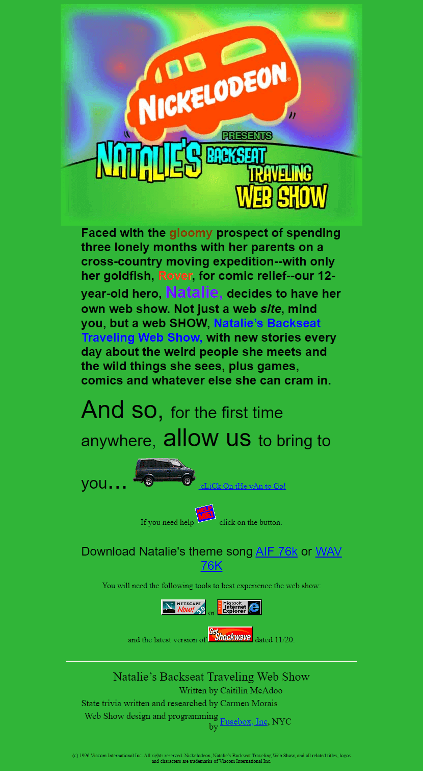 Nickelodeon website in 1997