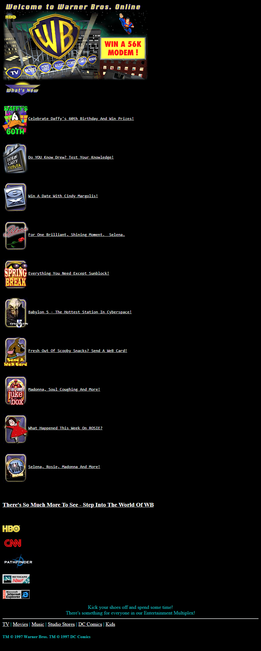 Warner Bros. website in 1997