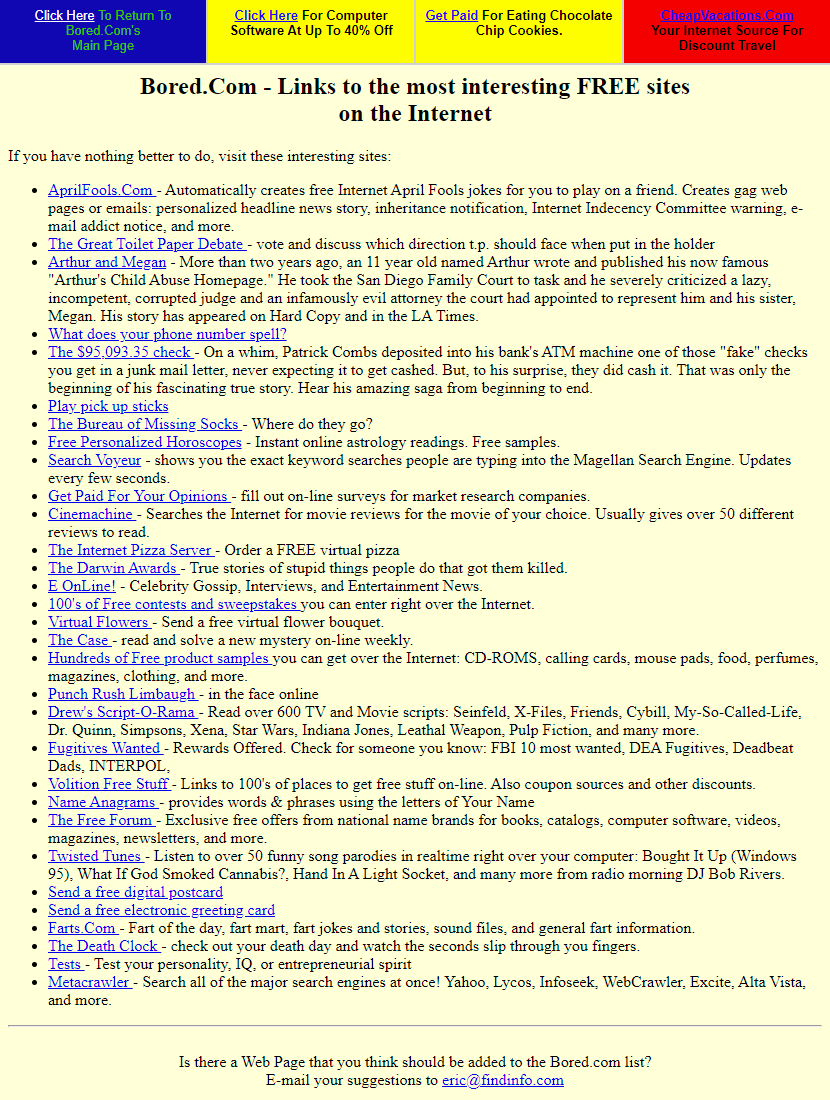 Bored.com website in 1998