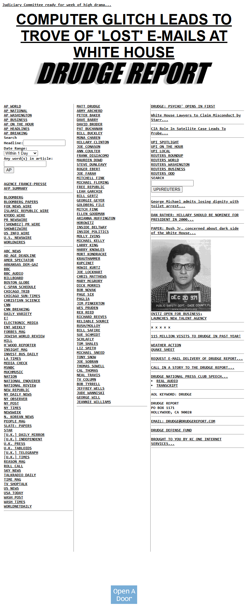 Drudge Report website in 1998