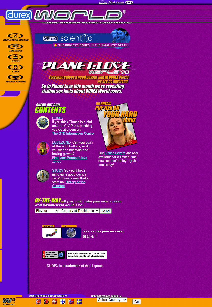 Durex website in 1998