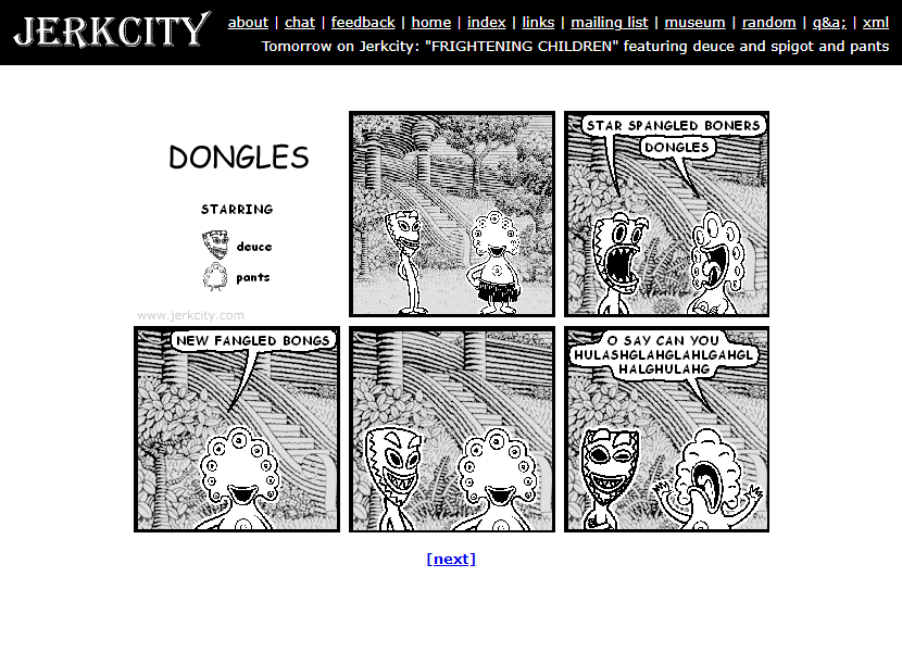 Jerkcity website in 1998