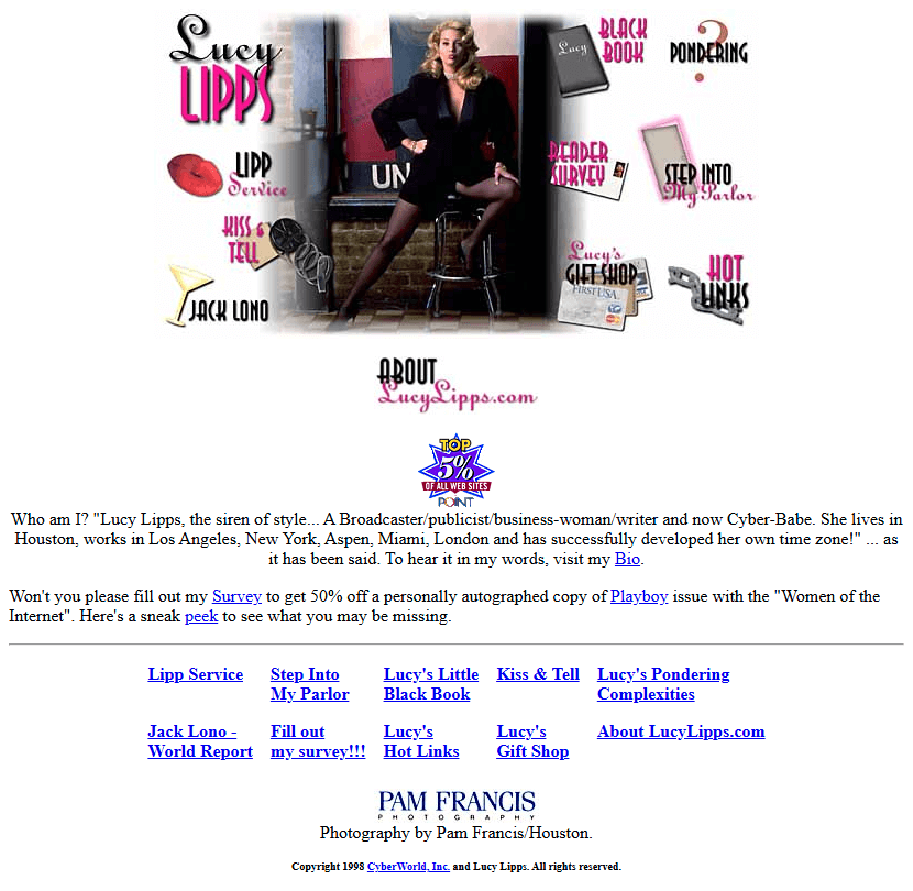 Lucy Lipps website in 1998