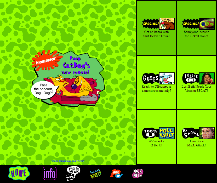 Nickelodeon website in 1998