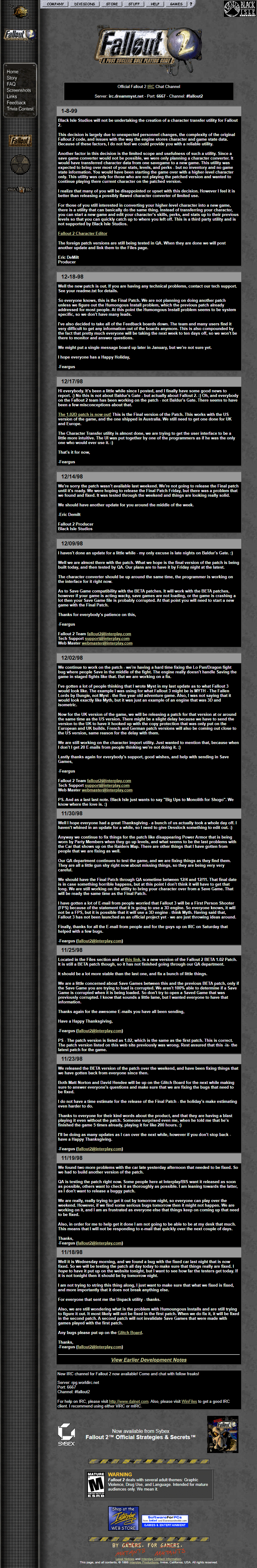 Fallout 2 website in 1999