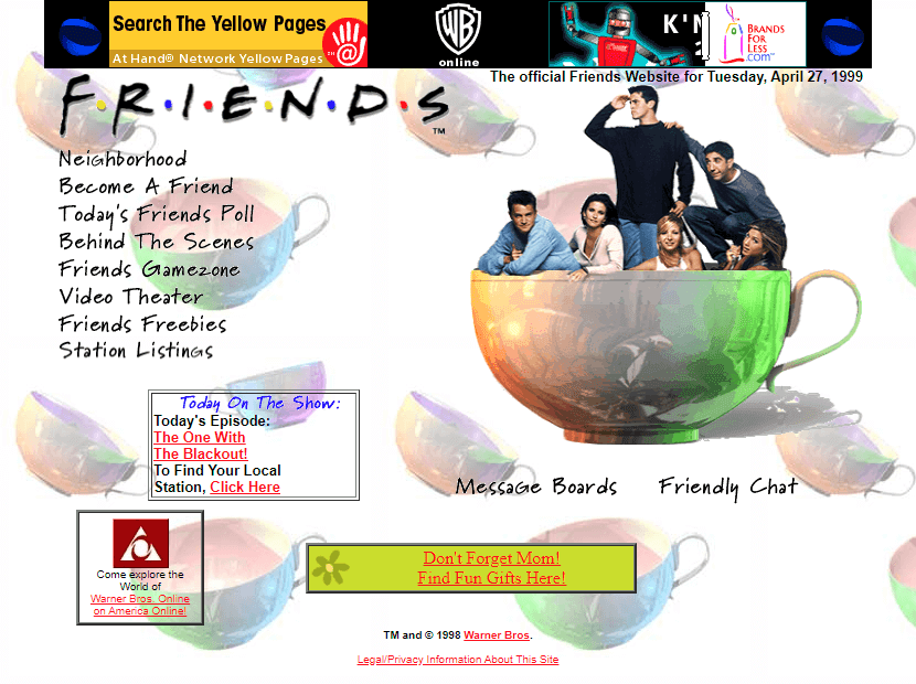 Friends website in 1999