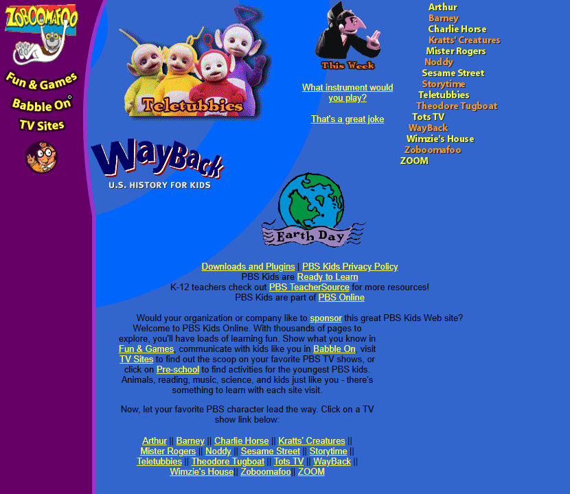 PBS Kids website in 1999