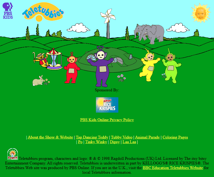 Teletubbies on PBS website in 1999