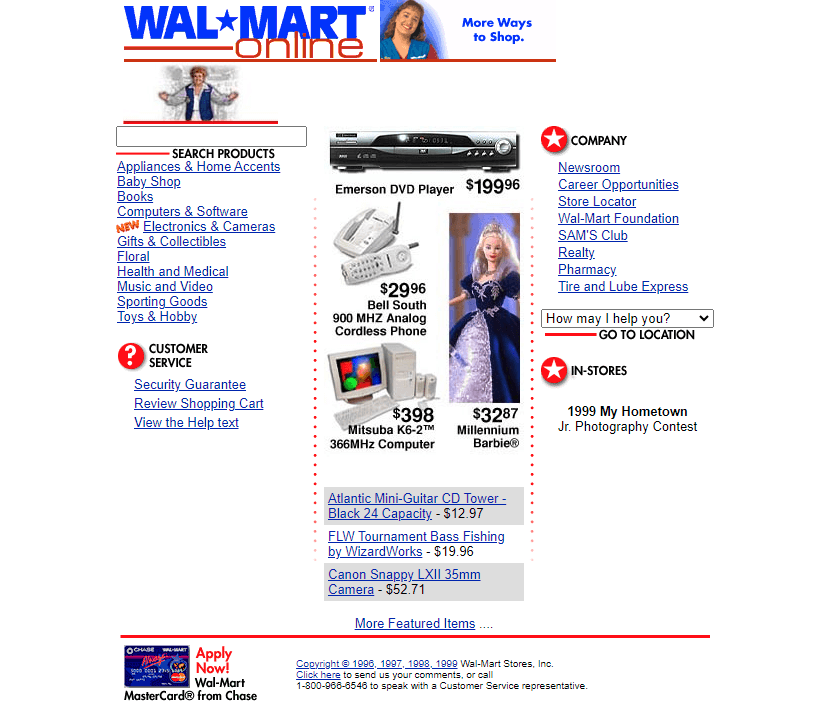 Walmart website in 1999