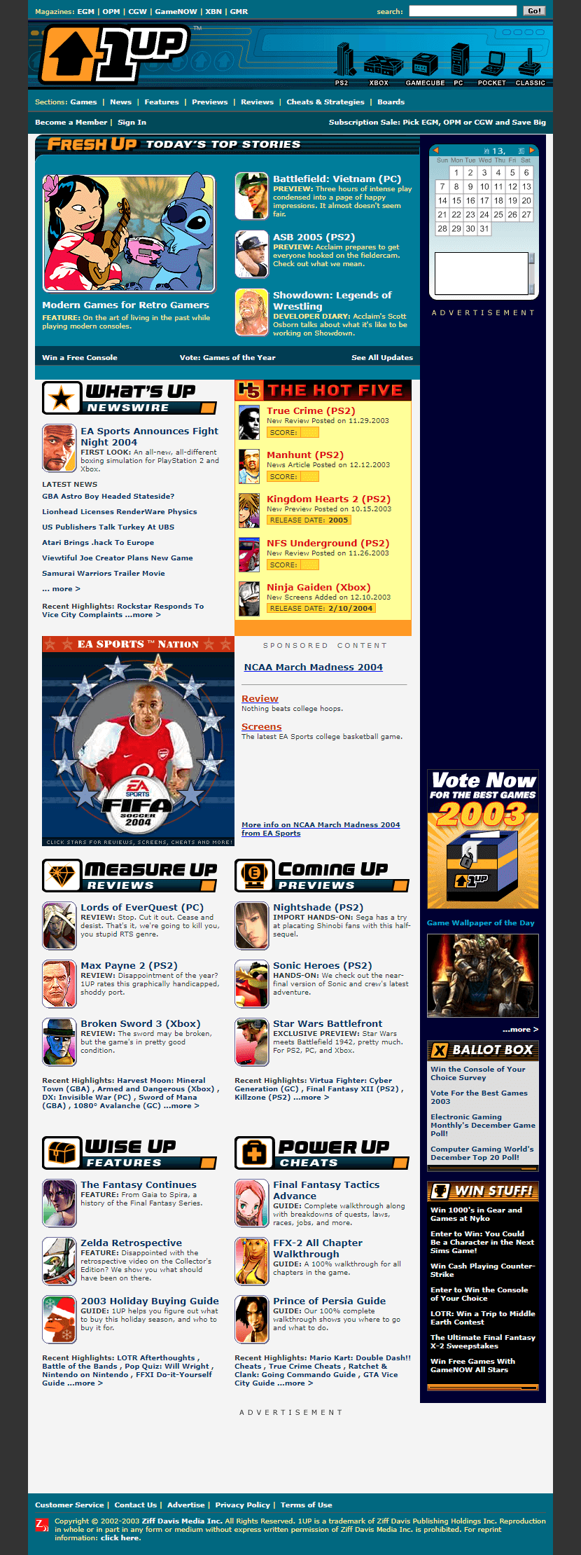 1UP website in 2003