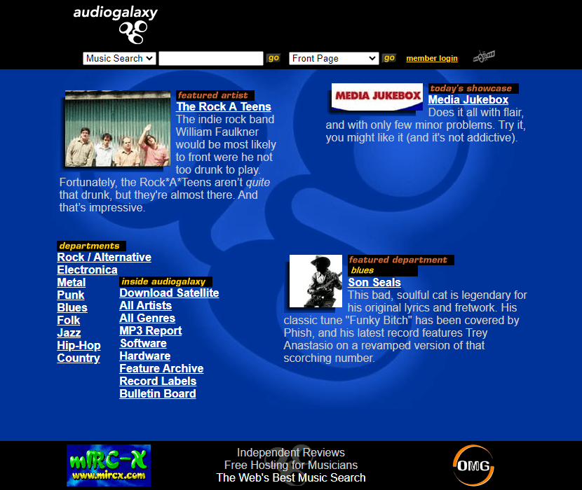 Audiogalaxy website in 2000