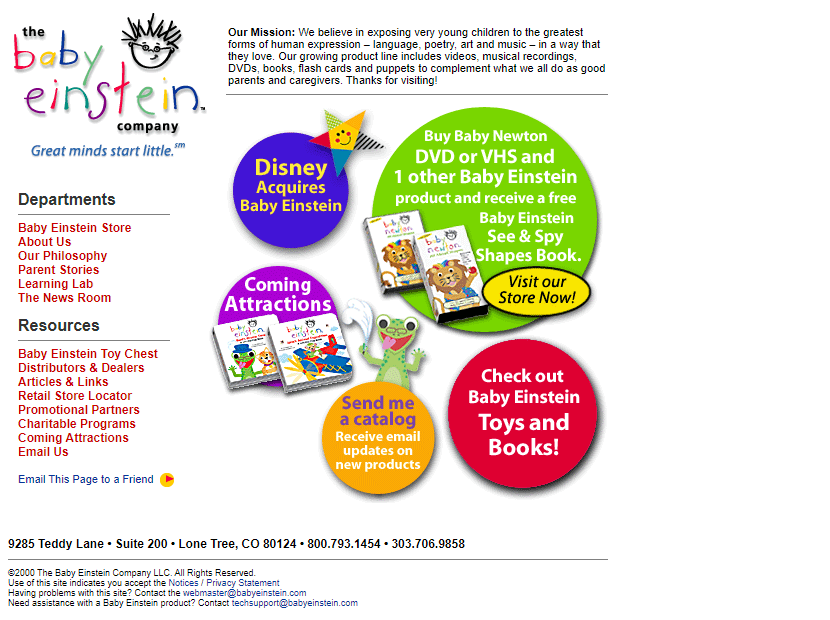 Baby Einstein website in 2000