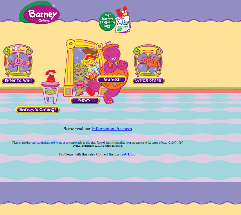 Barney Online website in 2000