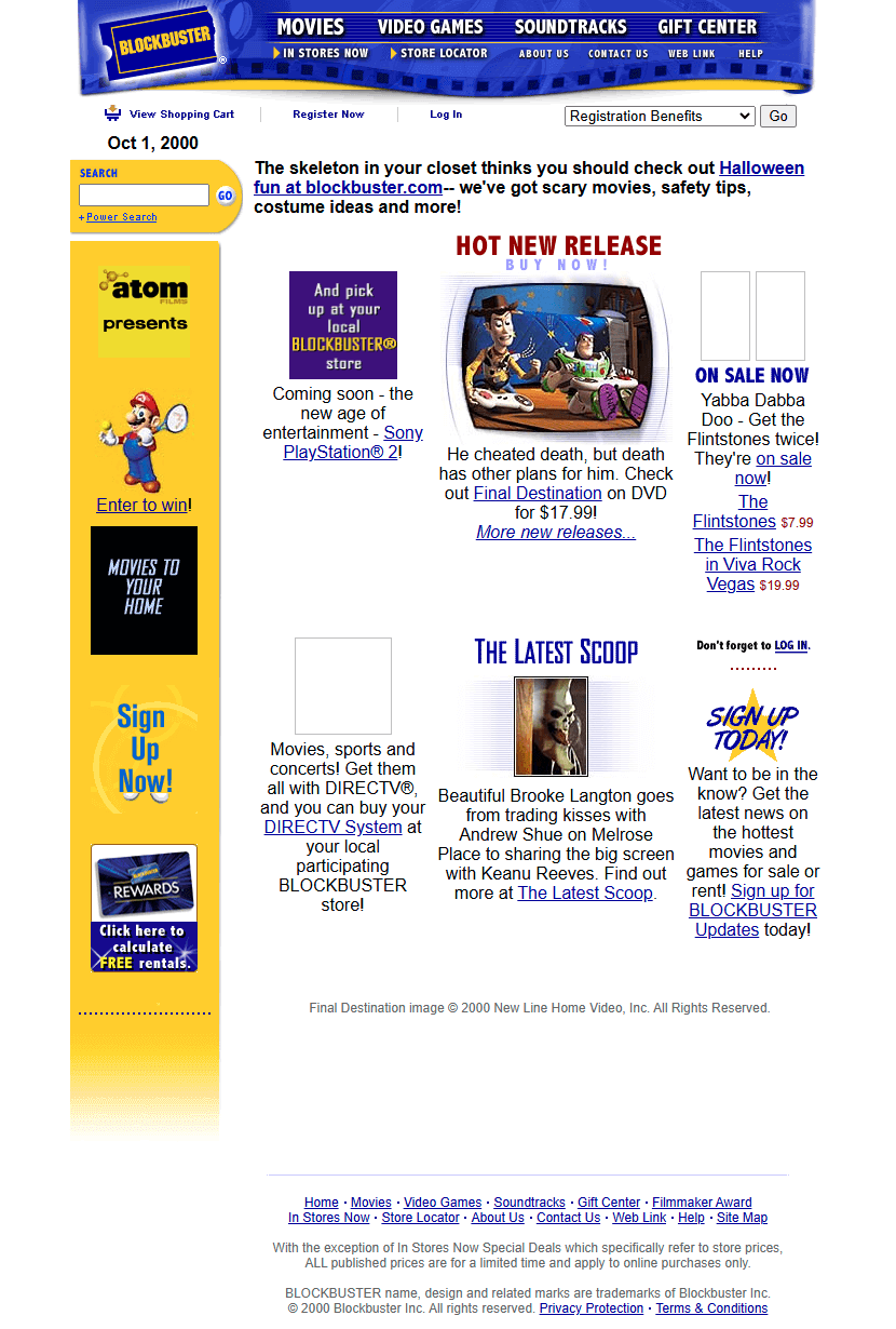 Blockbuster website in 2000