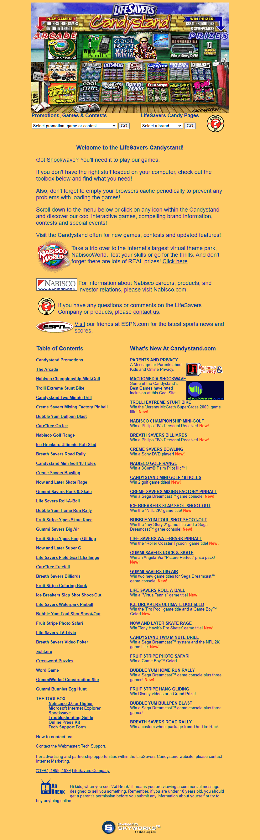 Candystand website in 2000
