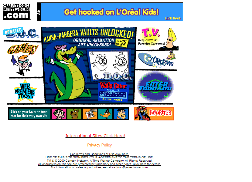 Cartoon Network website in 2000