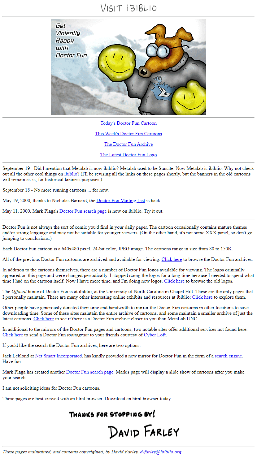 Doctor Fun website in 2000