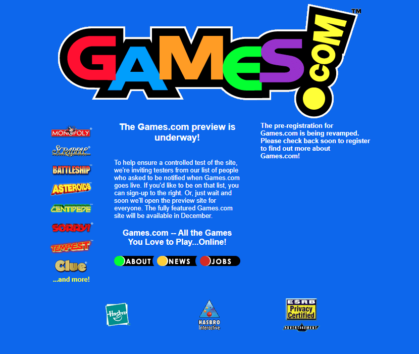 Games.com website in 2000