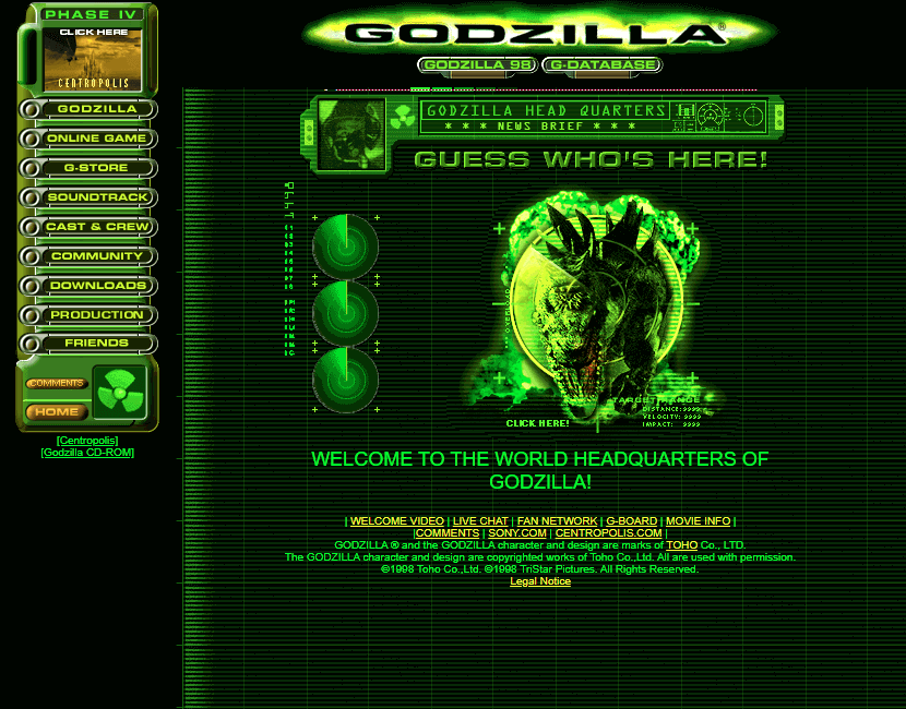 Godzilla website in 2000