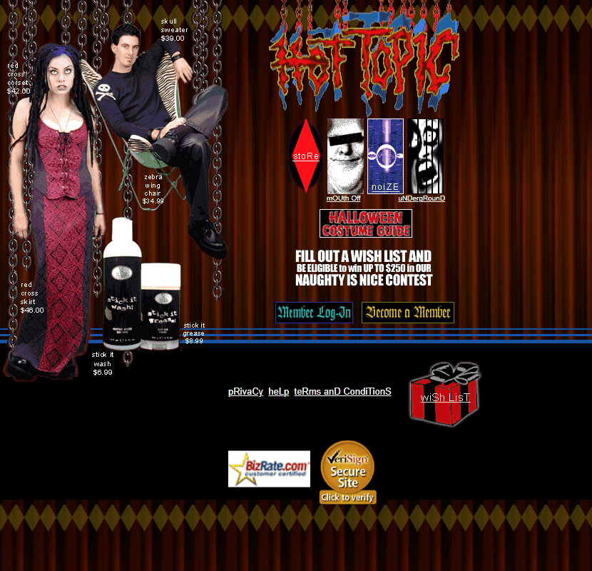 Hot Topic website in 2000