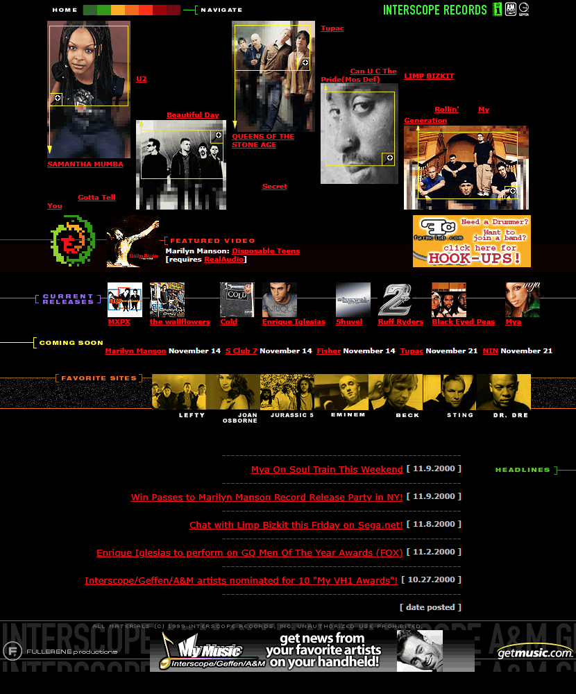 Interscope Records website in 2000
