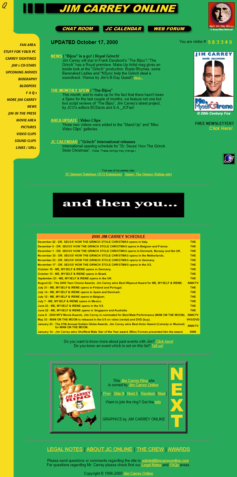 Jim Carrey Online website in 2000