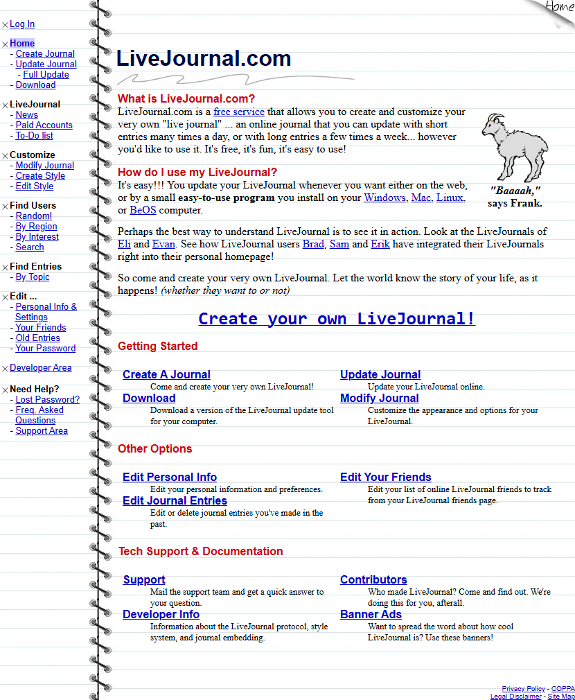 LiveJournal.com website in 2000