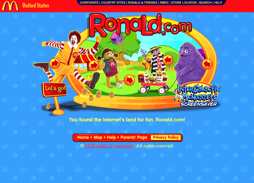 Ronald.com U.S.A in 2000