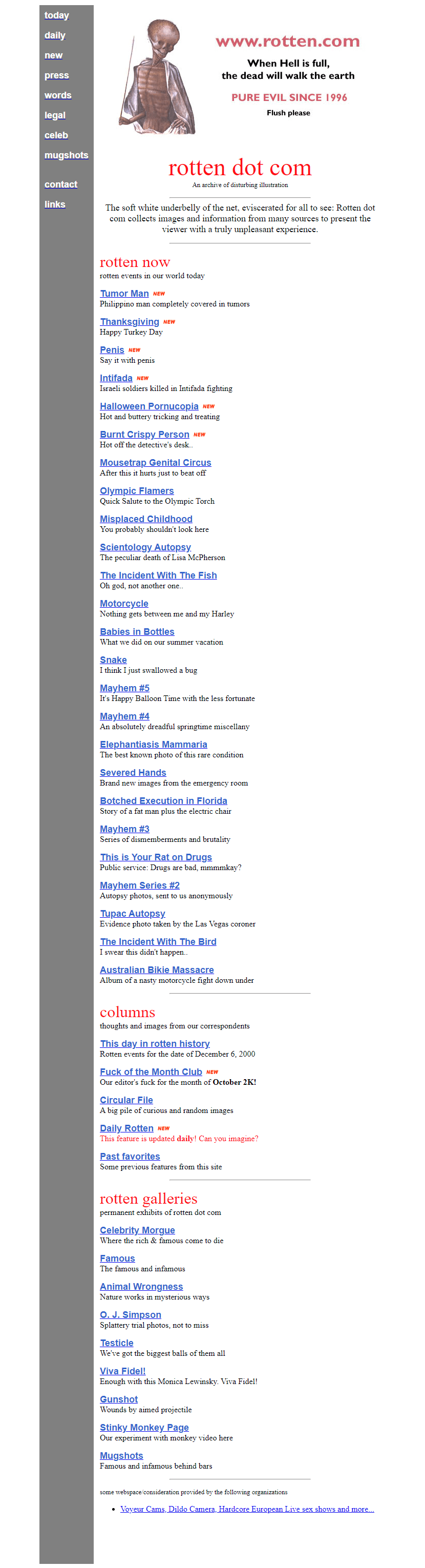 Rotten.com website in 2000