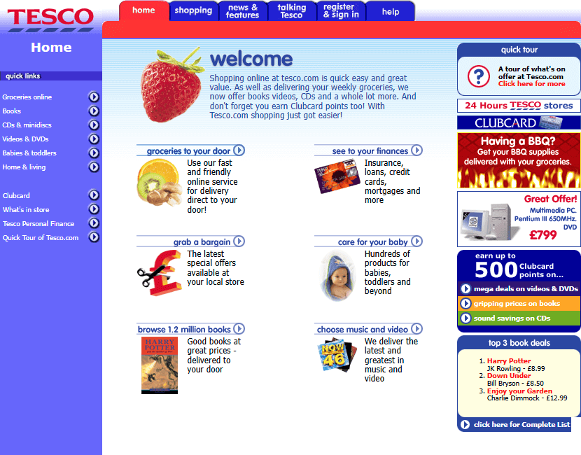 Tesco website in 2000