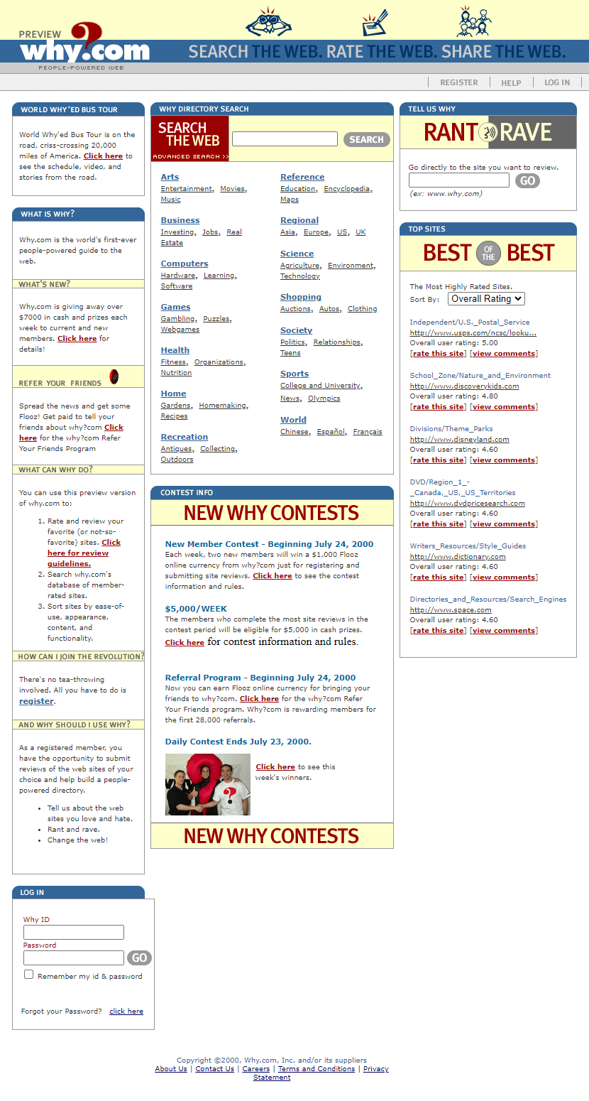 Why.com website in 2000