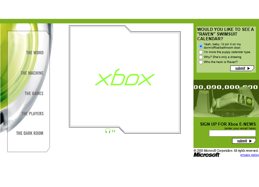 Xbox flash website in 2000