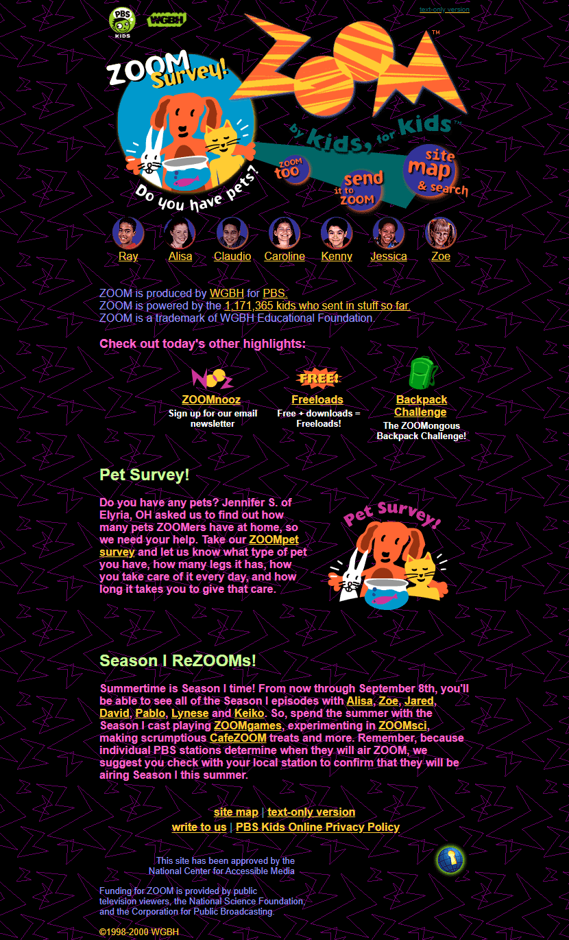 ZOOM website in 2000