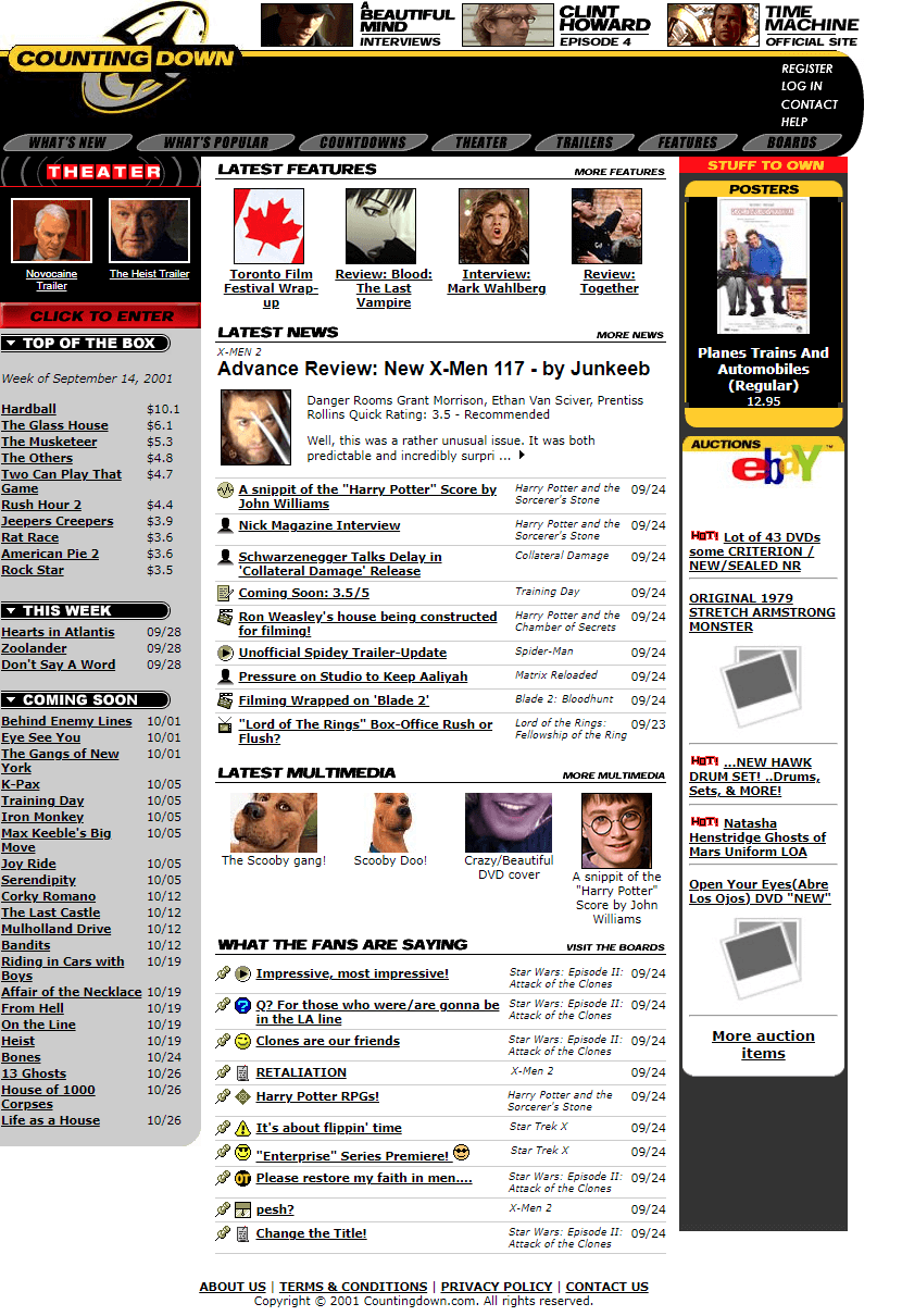 CountingDown.com website in 2001
