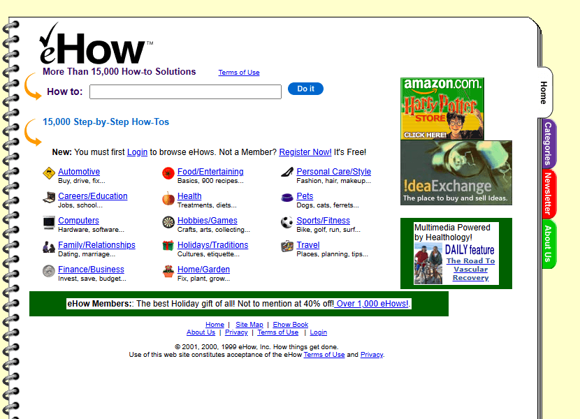 eHow website in 2001