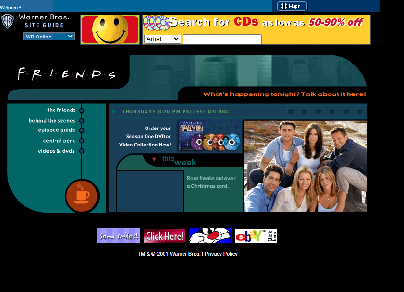 Friends website in 2001