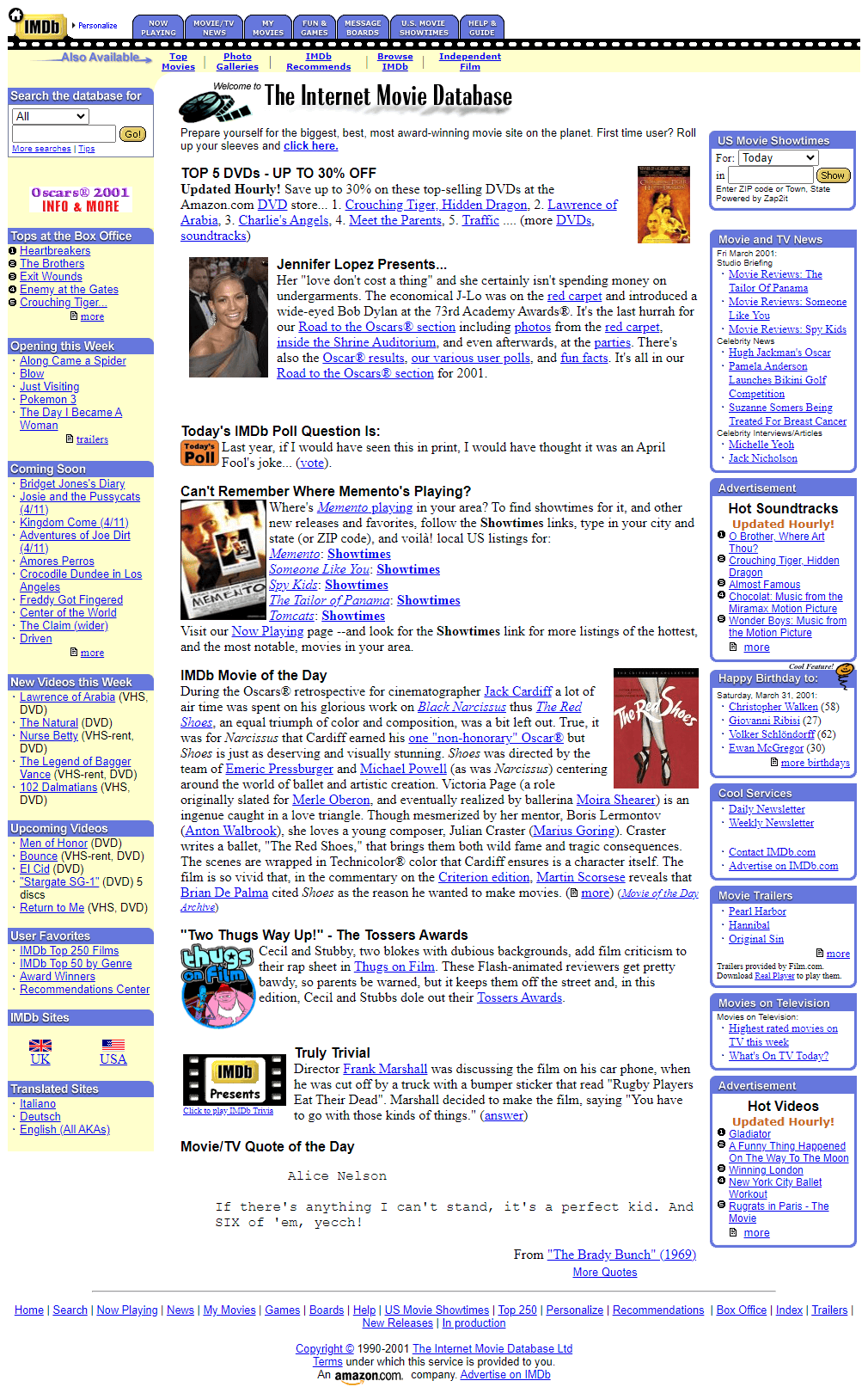 IMDb website in 2001