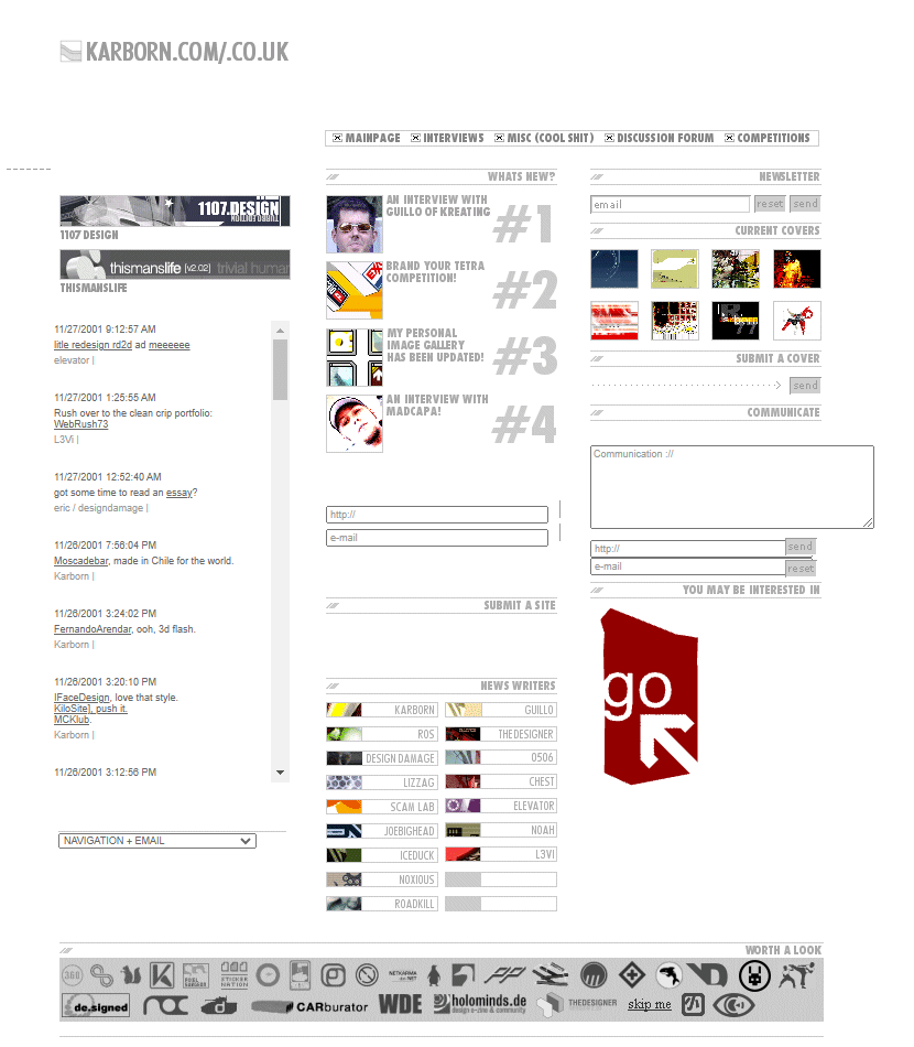 Karbon website in 2001