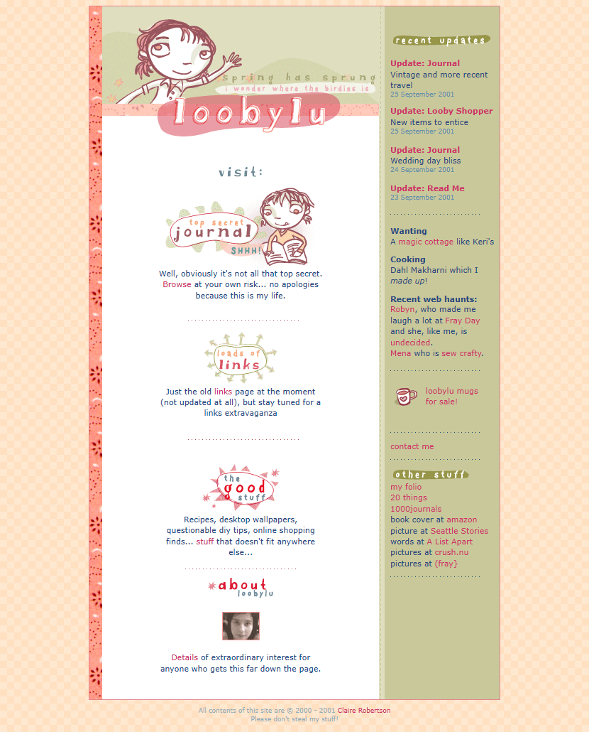 Loobylu website in 2001