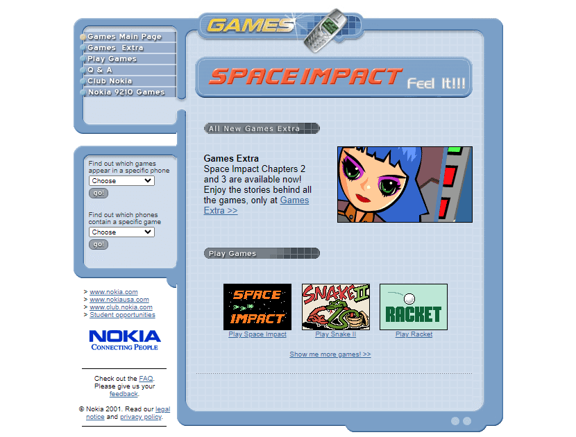 Nokia Games website in 2001
