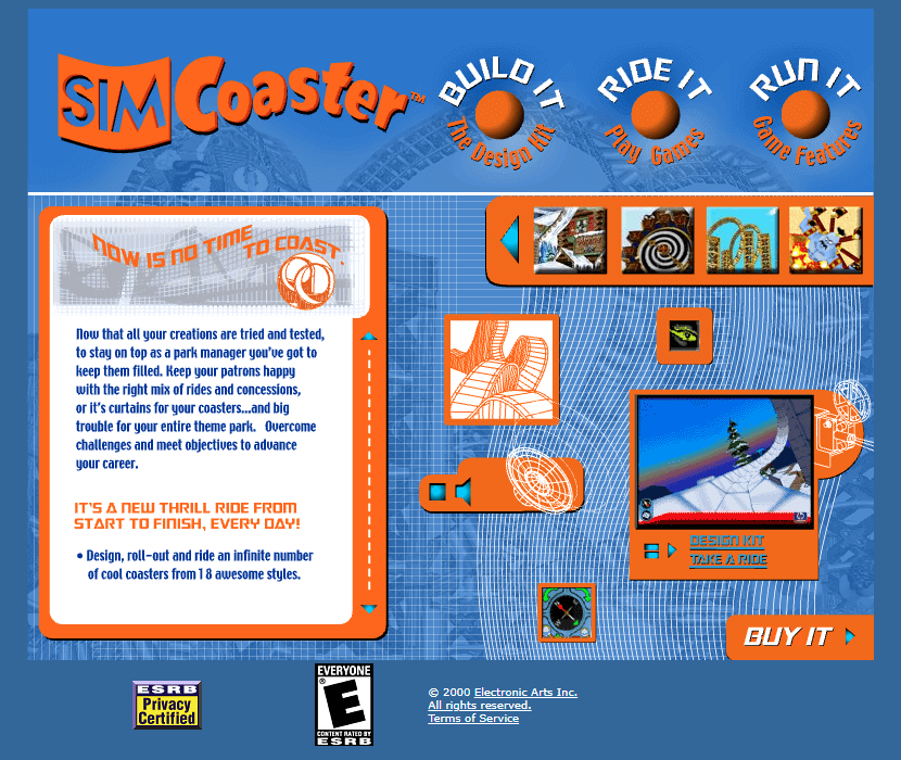 Sim Coaster flash website in 2001