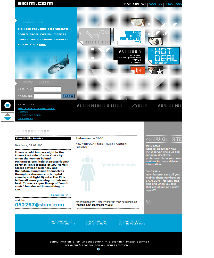 Skim.com website in 2001