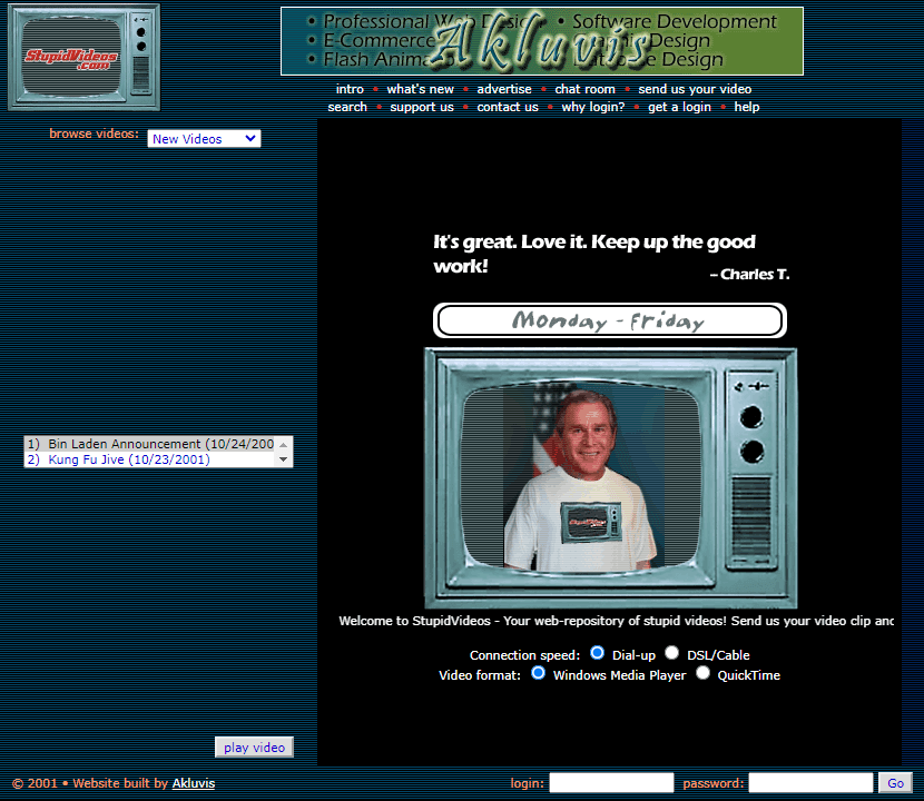 StupidVideos website in 2001
