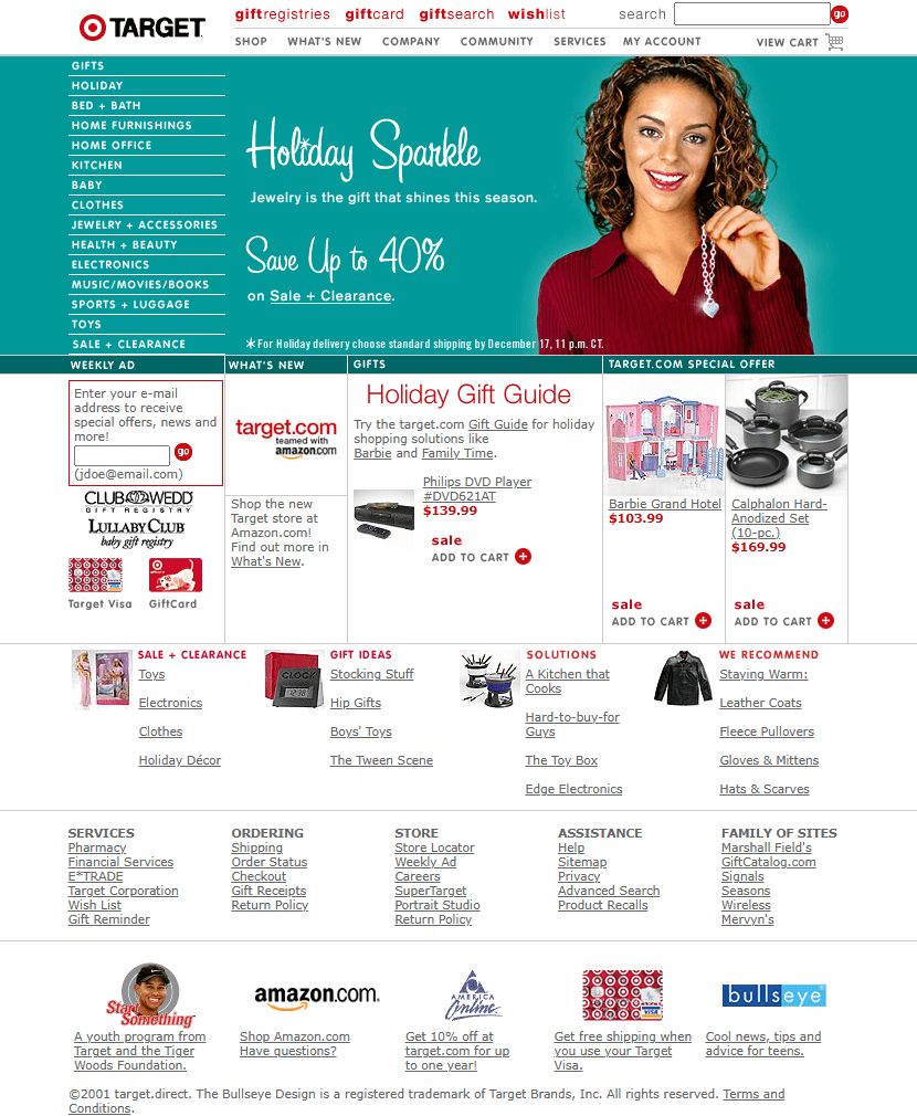Target website in 2001