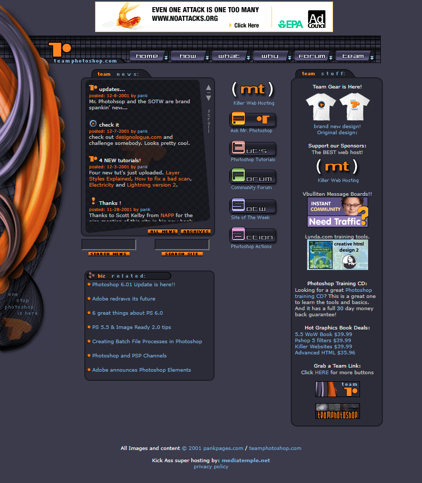 Teamphotoshop.com website in 2001