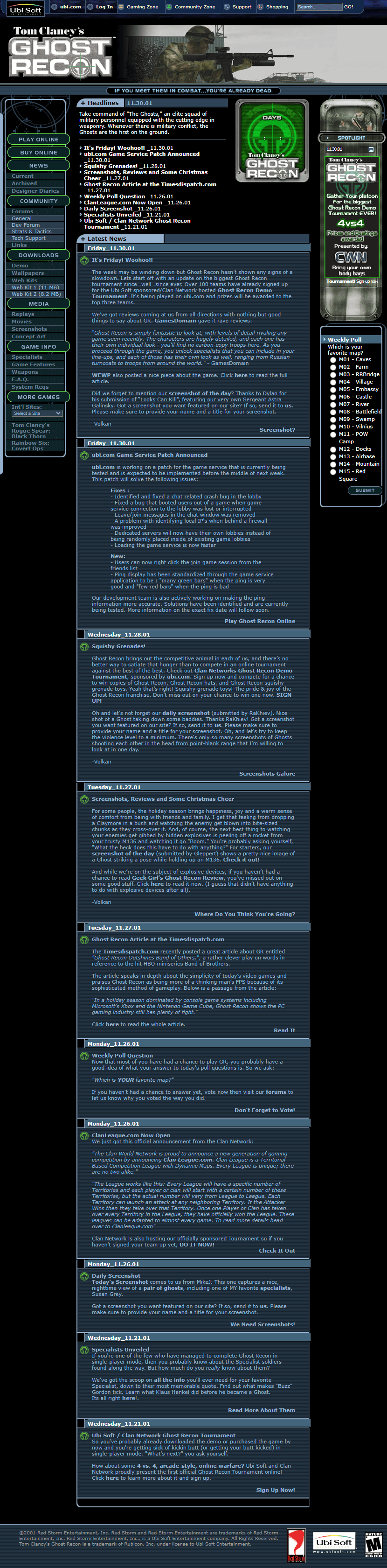 Tom Clancy's Ghost Recon website in 2001